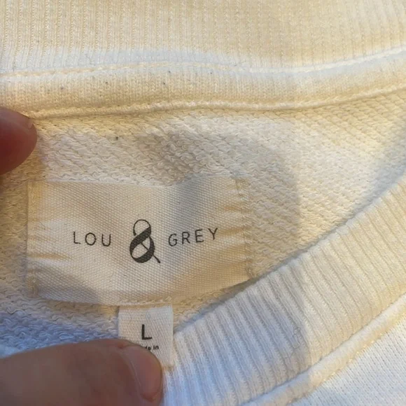 Lou & Grey Fuzzy Striped Terry Sweatshirt, White Size L - Picture 7 of 11
